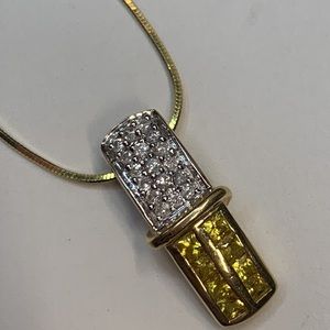14k gold pendant with white diamonds